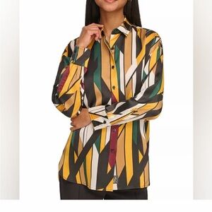 Karl Lagerfeld Geometric Pattern Striped Button-Down Shirt